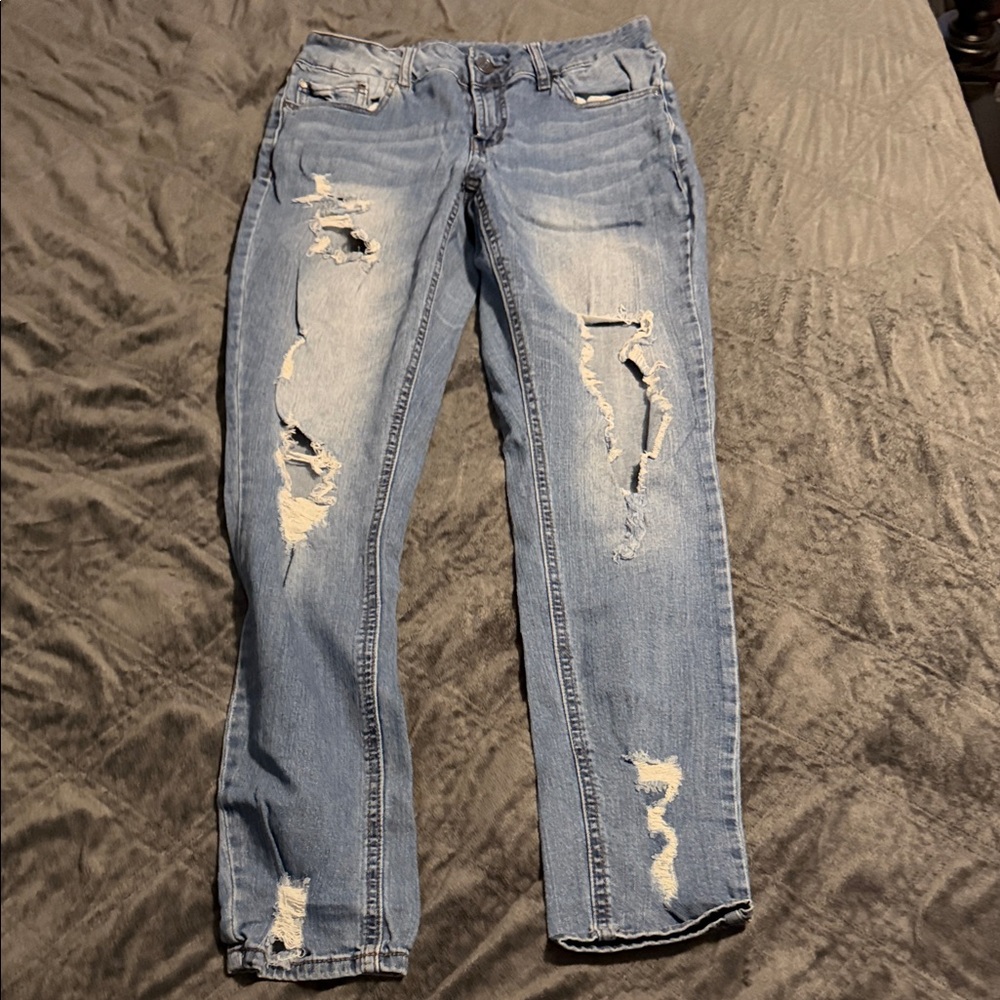 Refuge Light Blue Distressed Skinny Jeans